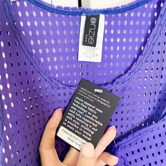 Onzie Molly Jersey Mesh Tank with Flyaway Sides Periwinkle Women’s One Size Fits - Picture 5 of 11
